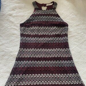 Candie's Burgundy Keyhole-Back Crochet-Style Dress - Junior's